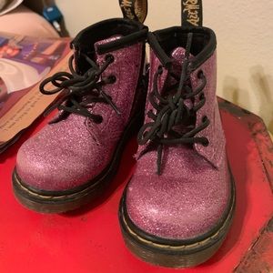 Pink sparkle kids Doc Martens